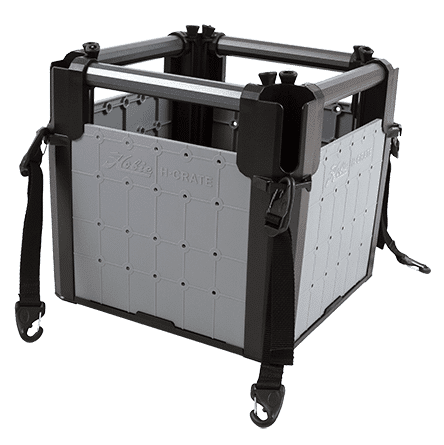 Hobie H-Crate Junior. The smaller version of the original Hobie H-Crate, a kayak storage crate for tackle and gear. Colour; grey with black accents