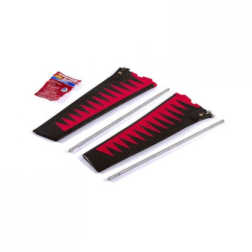 Turbo Fin upgrade kit for Hobie MirageDrive GT and MirageDrive V2. The pictured kit contains Loctite, 2 x Turbo Fin masts and 2 x Turbo Fins in black with red styling