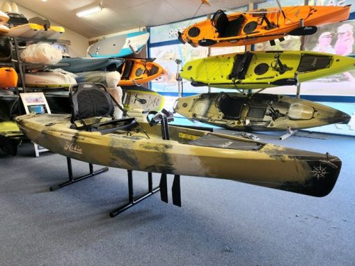 A Hobie Kayak stand used to display a Hobie Compass kayak in the HWS shrow room