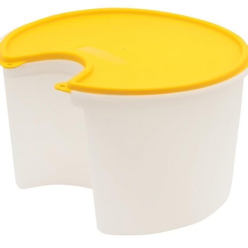 Hobie Deep Gear Bucket. White container with yellow lid.