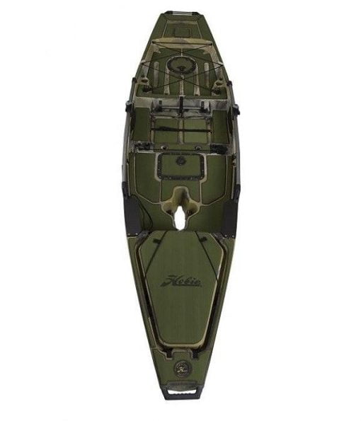 EVA deck pad kit in colour Green/Espresso installed on a Hobie Pro Angler 12 fishing kayak