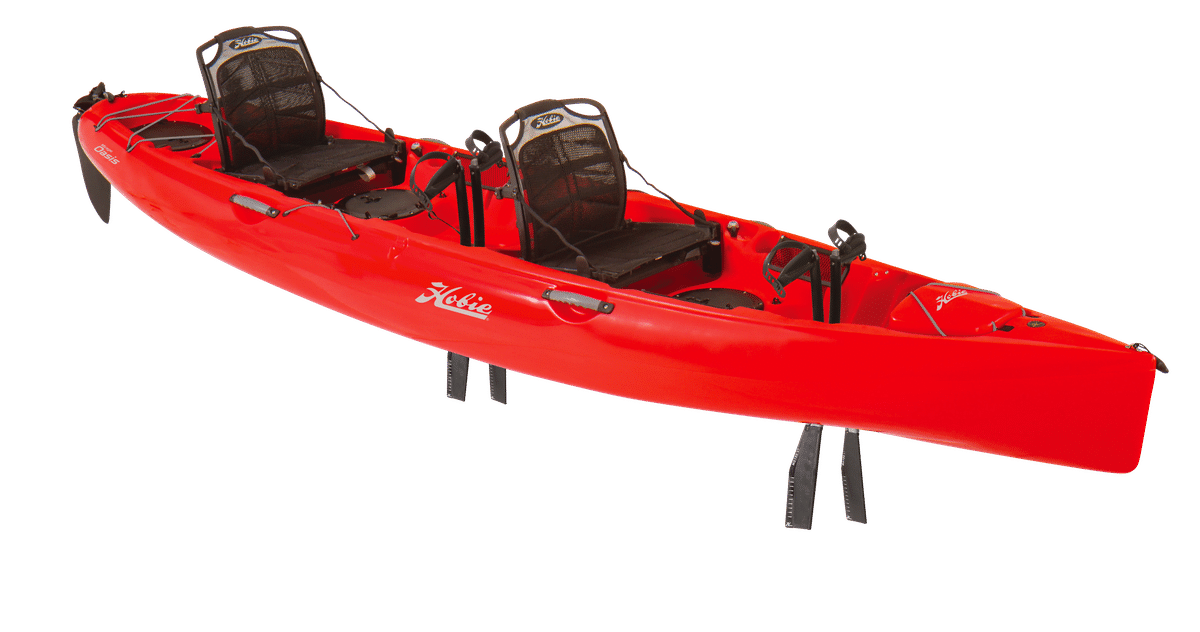 Hobie Oasis 2 person tandem pedal kayak. Colour: Hibiscus Red