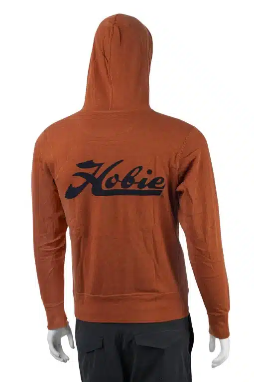 Hobie Script Unisex Hoodie in colour burnt orange with a large Hobie script logo in black