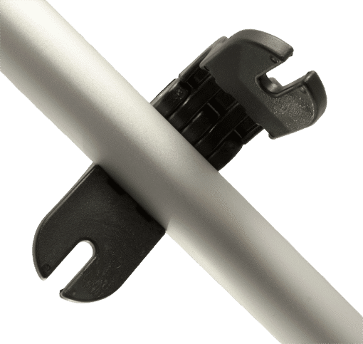YakAttack MightyMount Bar Clamp in the open position with aluminium tubing