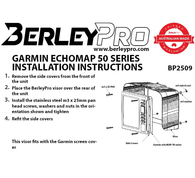 BerleyPro Visor for Garmin Echomap 52/53/54/55CV - HWS