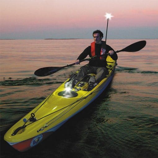 Railblaza Extenda Pole 1000 used to mount a navigation light on a kayak