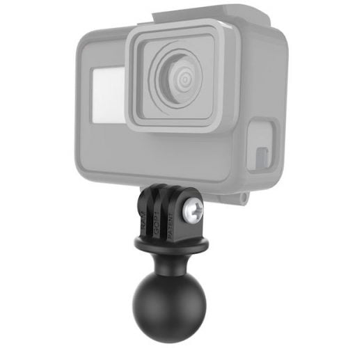 RAM GoPro Mounting Base with 1-inch ball joint. Shown with GoPro action camera attached