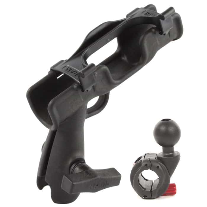 YakAttack MightyMount Duo Rail Adapter accessory mount used to attach a YakAttack fishing rod holder to the H-Rail on a Hobie fishing kayak