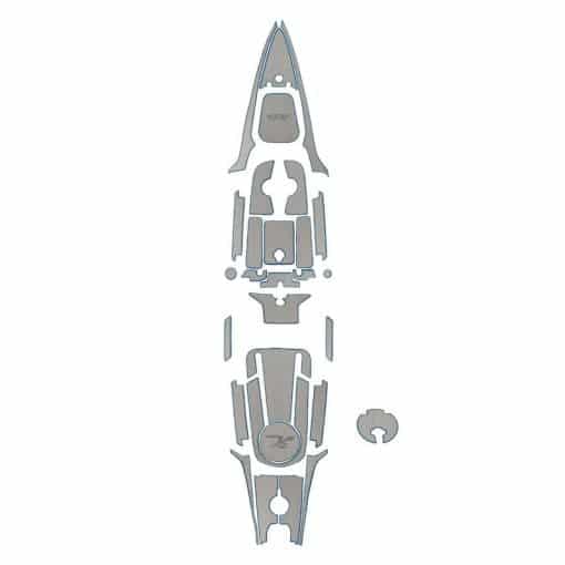 EVA deck pad kit for 2019+ Hobie Outback fishing kayaks. Colour; Titanium with Blue accents