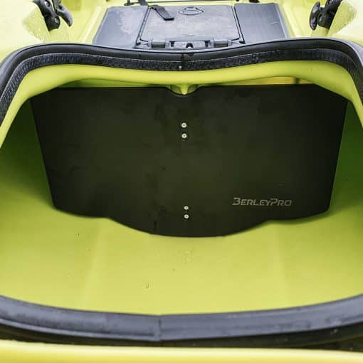 Berley Pro Electronics Mounting Board for 2019+ Hobie Outbacks. Shown installed inside the kayak