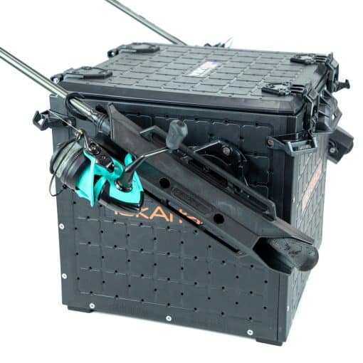 A Yakattack BlackPak with angled TetherTube rod holders which are mounted to either side of the BlackPak using YakAttack TetherTube Turrets