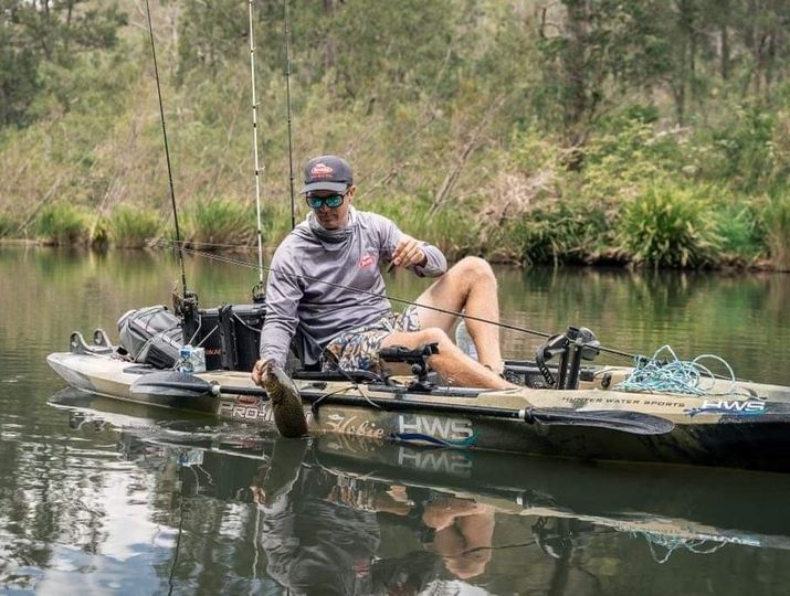 The HWS pro team's Russell Babekuhl on board a Hobie Outback fishing kayak