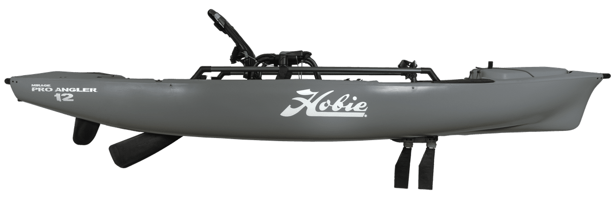 Hobie Pro Angler 14 fishing kayak side profile. Colour; Battleship Grey