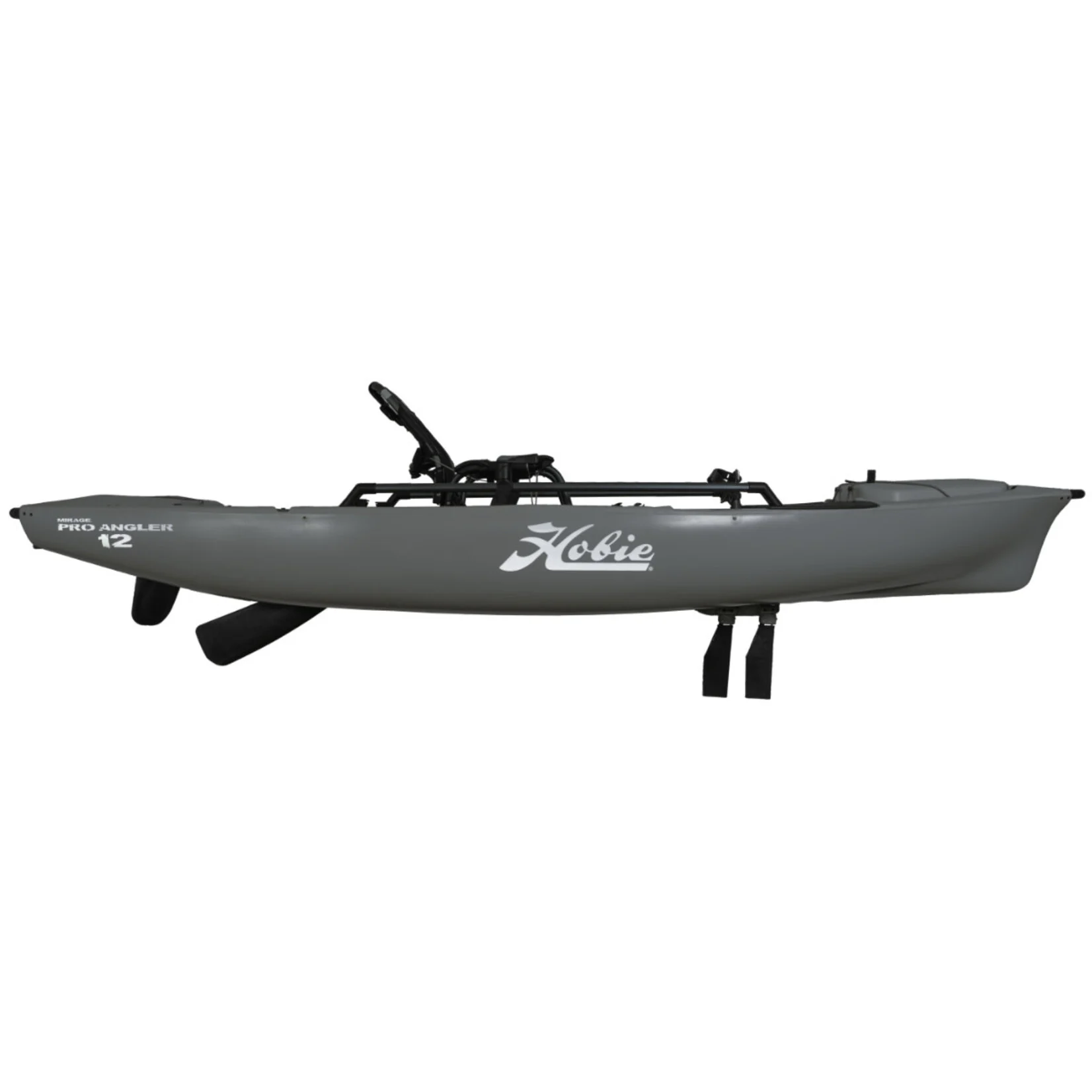 Hobie Pro Angler 12 fishing kayak side profile. Colour; Battleship Grey